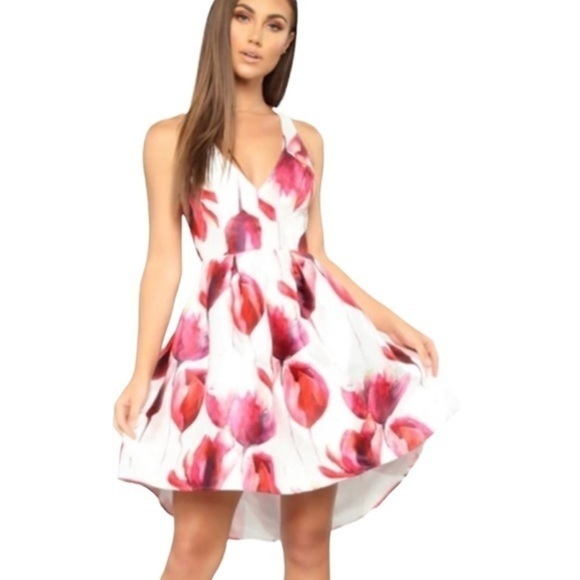 FASHIONNOVA Still Blooming Floral Mini Dress - White/Pink - Picture 1 of 8